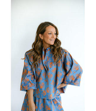 Maya Blouse Blue Flower