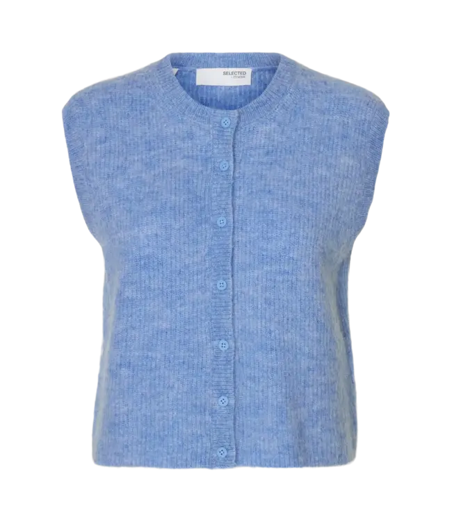 Lulu Button O-neck Knit Cornflower