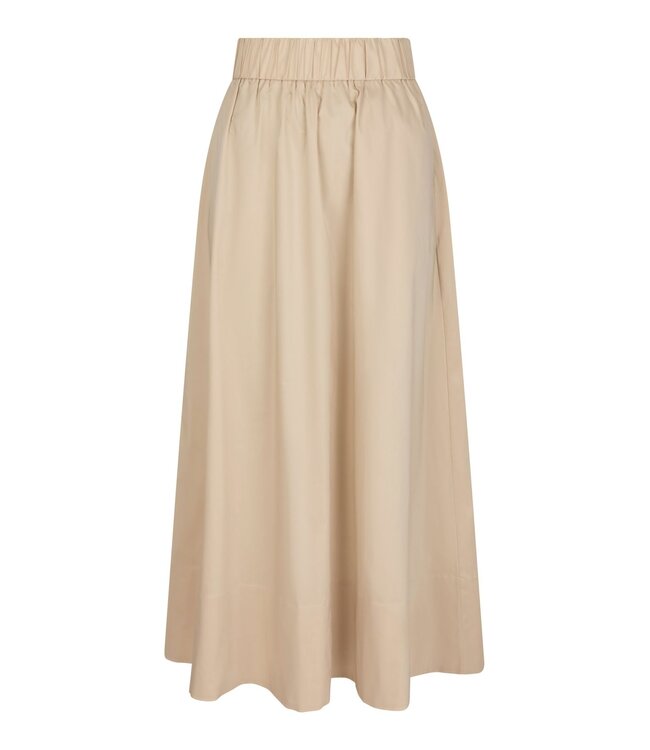 Yara Long Poplin Skirt Dark Sand