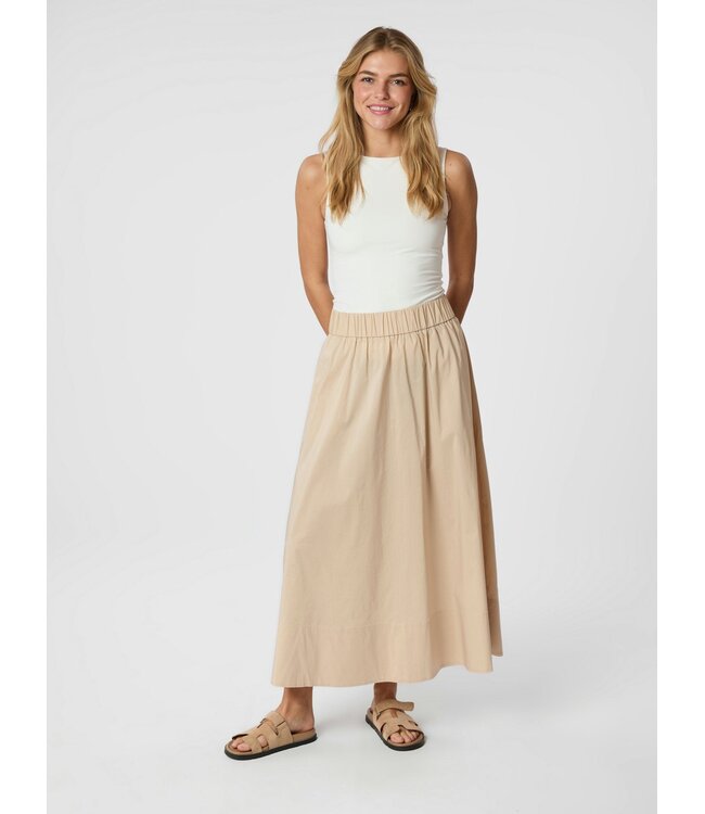 Yara Long Poplin Skirt Dark Sand