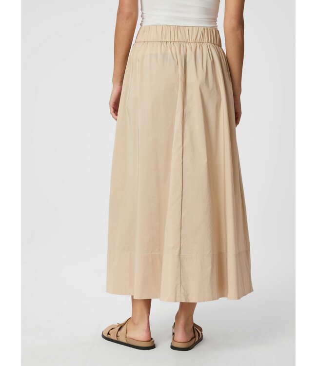 Yara Long Poplin Skirt Dark Sand