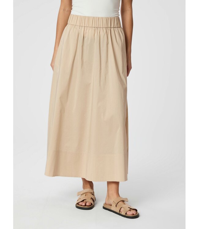 Yara Long Poplin Skirt Dark Sand