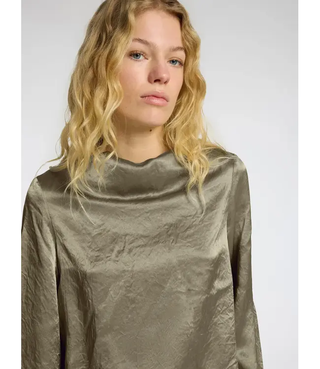 Selene Draped Neckline Blouse Vetiver