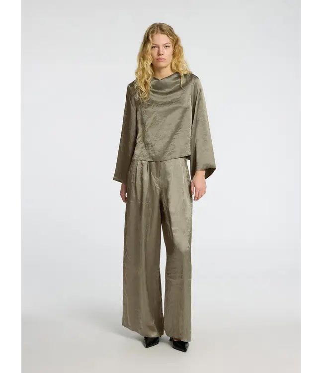 Selene Draped Neckline Blouse Vetiver