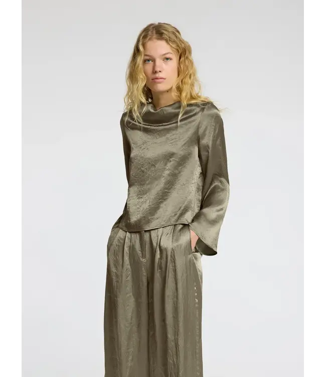 Selene Draped Neckline Blouse Vetiver