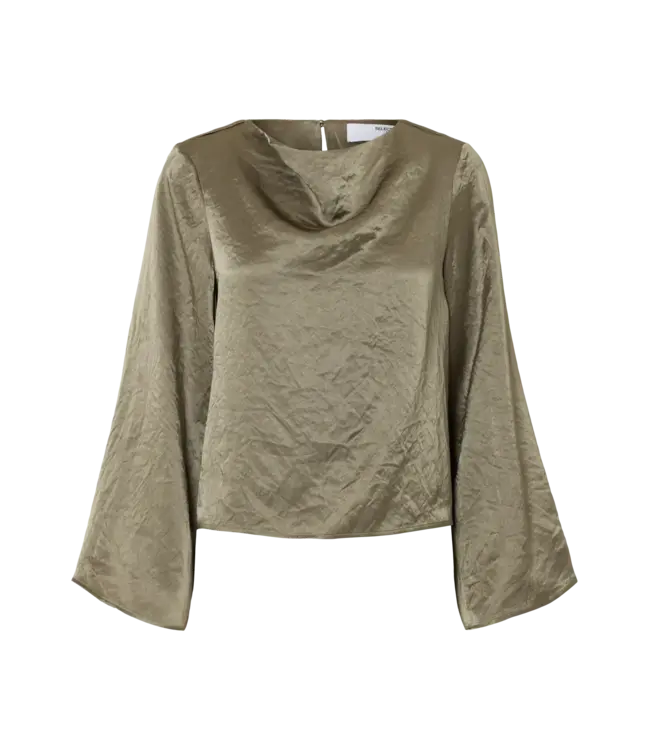 Selene Draped Neckline Blouse Vetiver