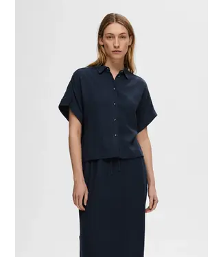 Viva Cropped Boxy Shirt Dark Sapphire