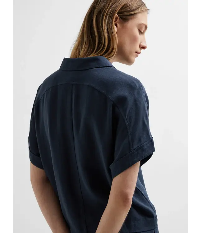 Viva Cropped Boxy Shirt Dark Sapphire