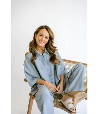 Mette Blouse Uni Ice Blue