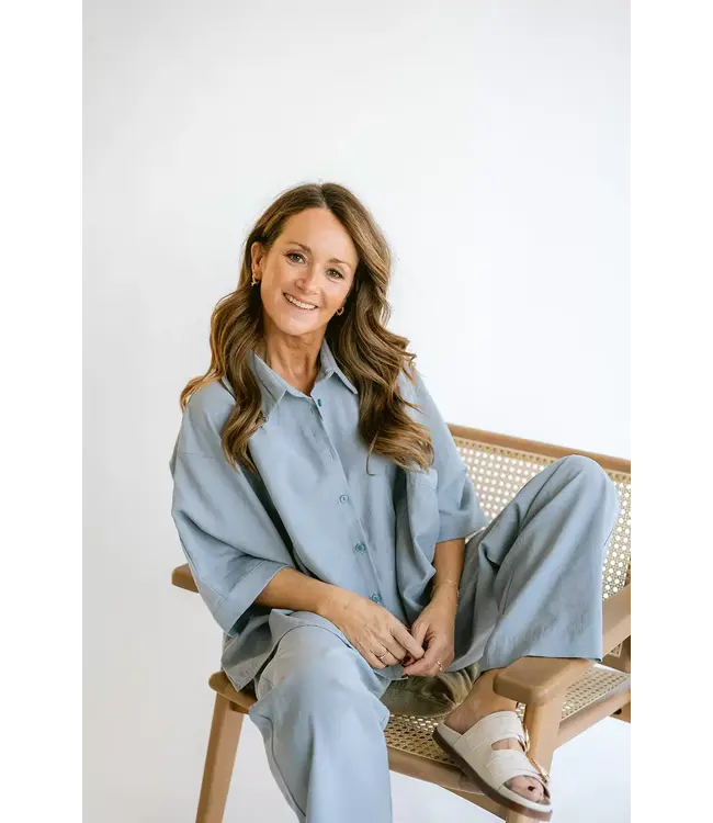 Mette Blouse Uni Ice Blue