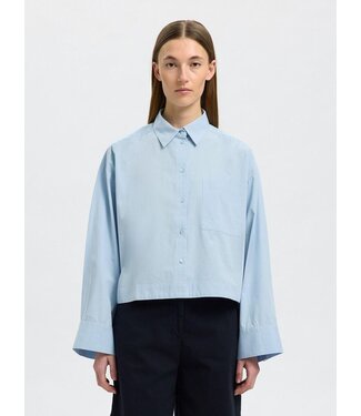 Astha Cropped Boxy Shirt Cashmere Blue