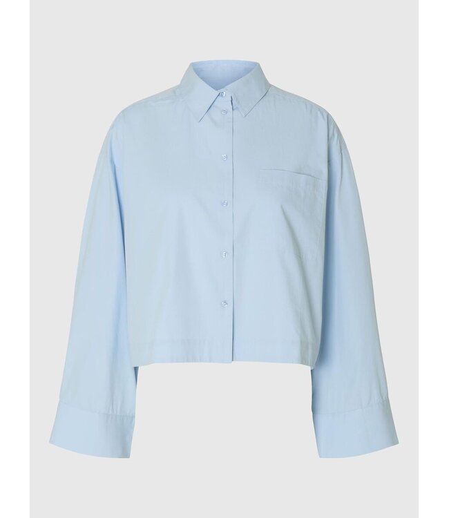 Astha Cropped Boxy Shirt Cashmere Blue