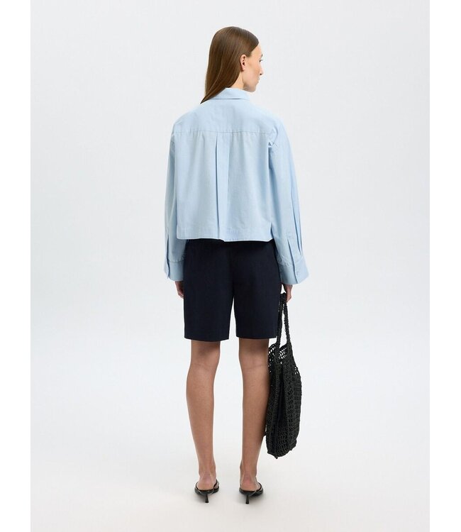 Astha Cropped Boxy Shirt Cashmere Blue