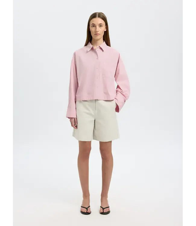 Astha Cropped Boxy Shirt Blanched Mauve