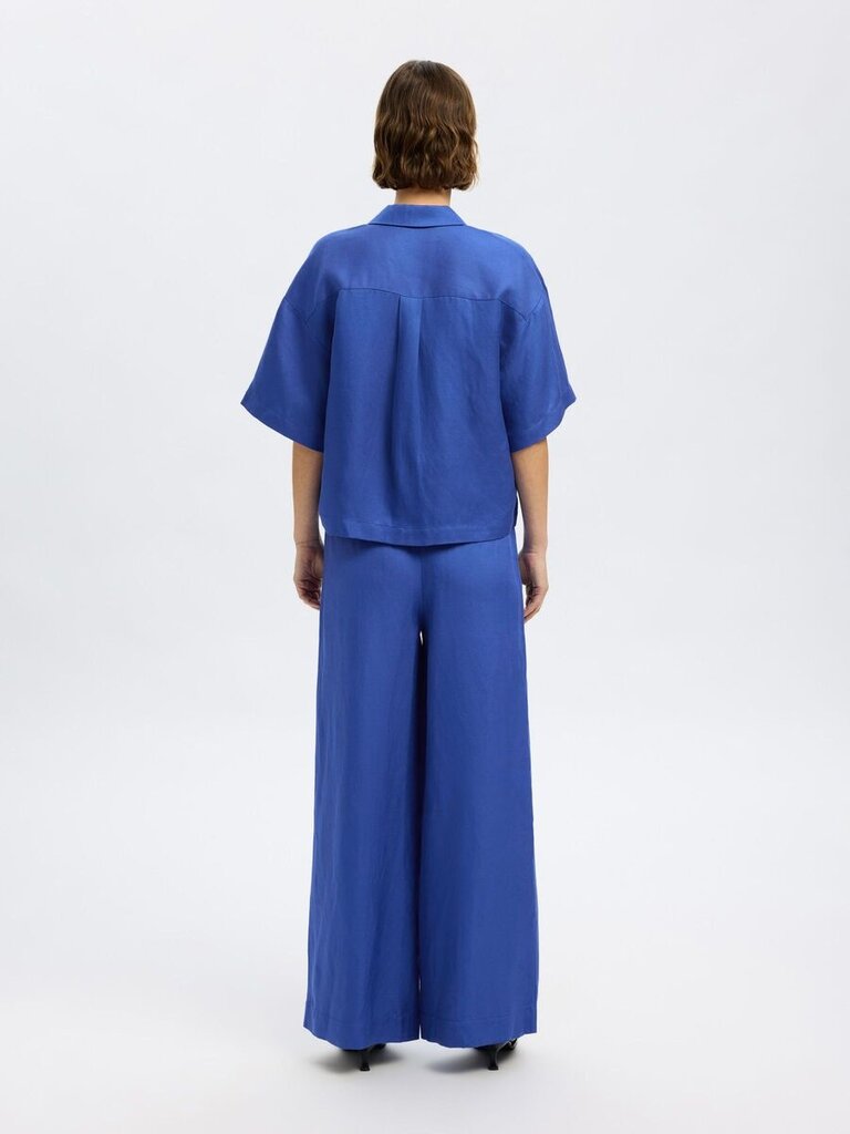 Lyra 2/4 Boxy Linen Blend Shirt Dazzling Blue