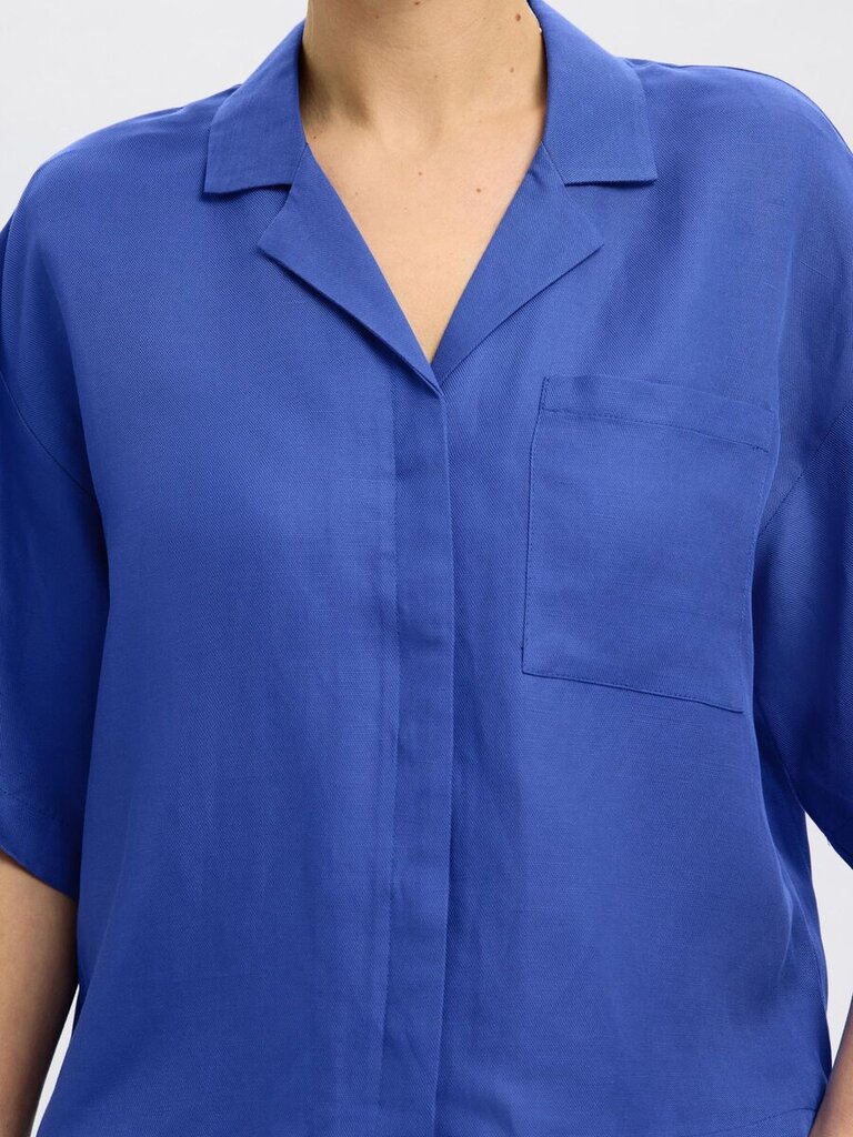 Lyra 2/4 Boxy Linen Blend Shirt Dazzling Blue