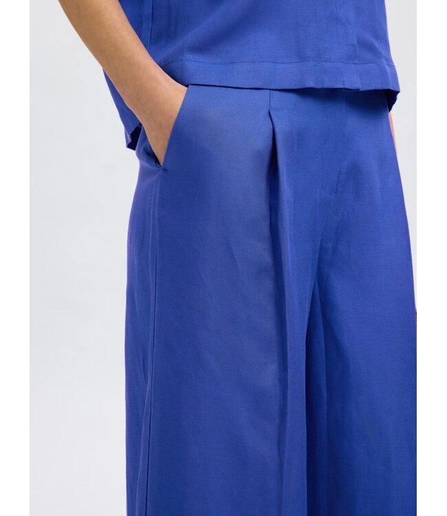 Lyra Wide Linen Blend Pants Dazzling Blue