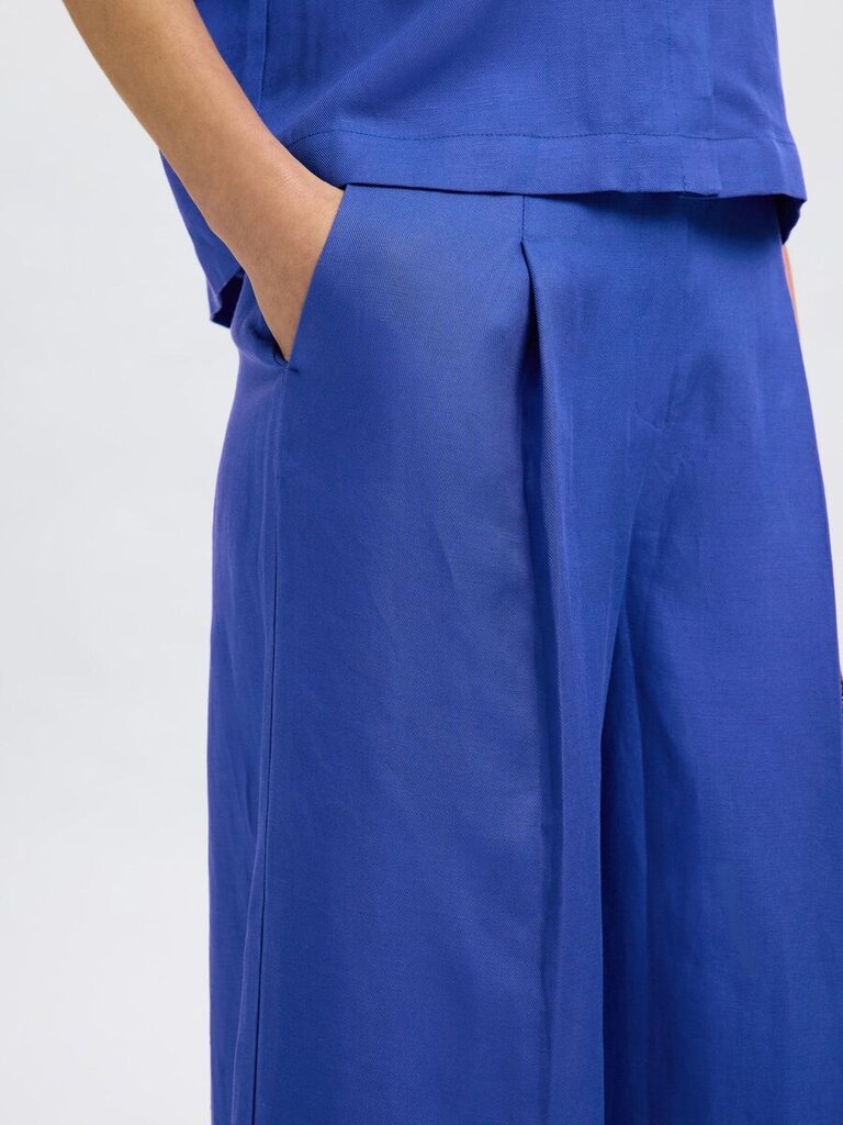 Lyra Wide Linen Blend Pants Dazzling Blue