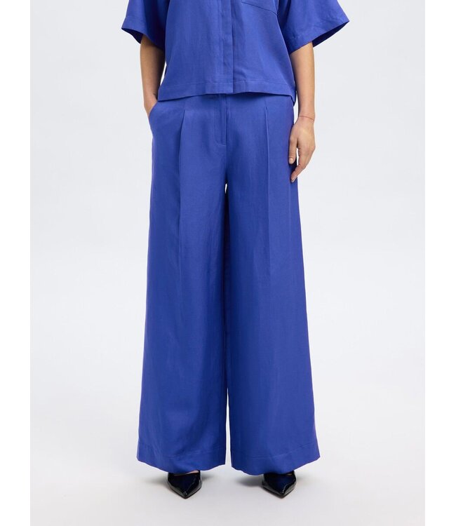 Lyra Wide Linen Blend Pants Dazzling Blue