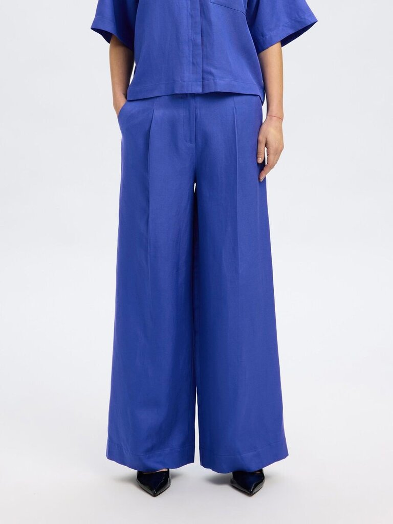 Lyra Wide Linen Blend Pants Dazzling Blue