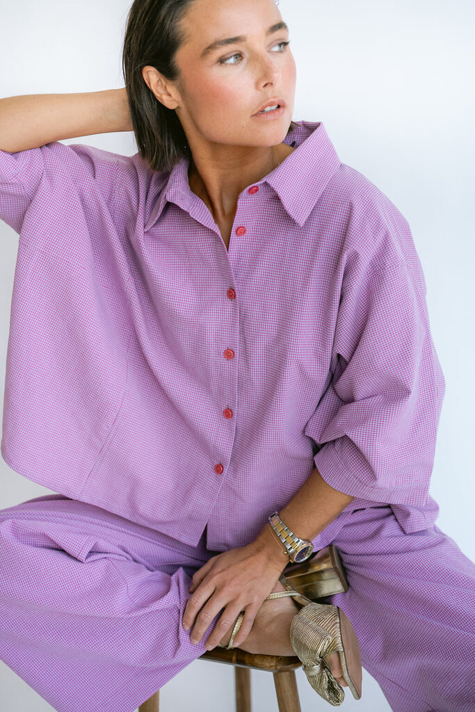 Mette Blouse Fuchsia Checks