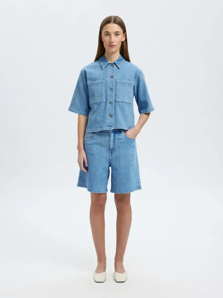Anya Pleated Denim Short