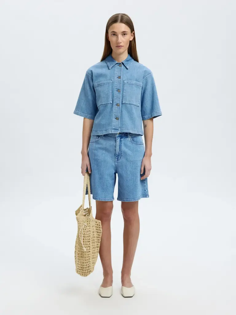 Anya Pleated Denim Short