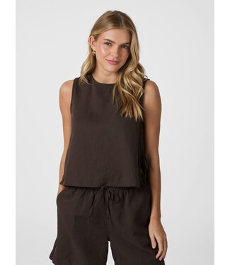 Svetlana Linen Top Dark Brown