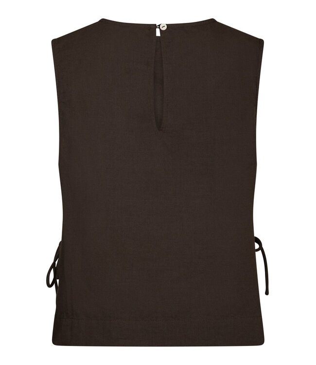 Svetlana Linen Top Dark Brown