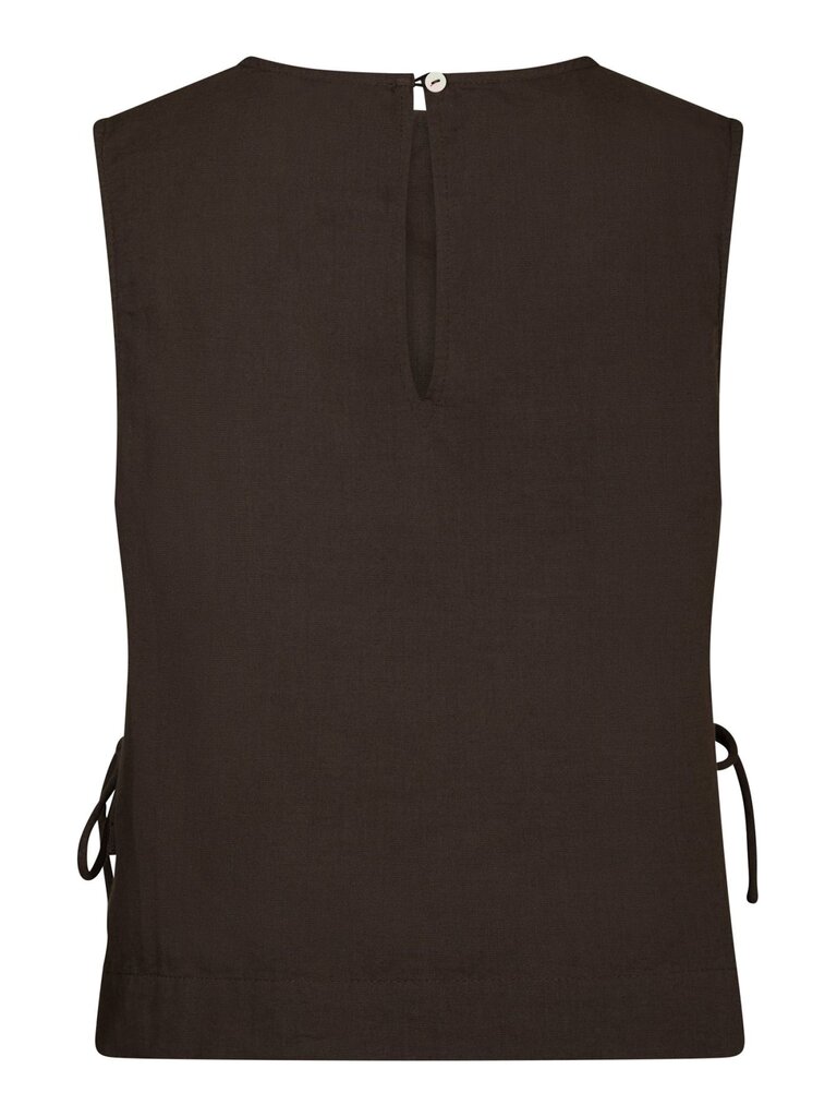 Svetlana Linen Top Dark Brown