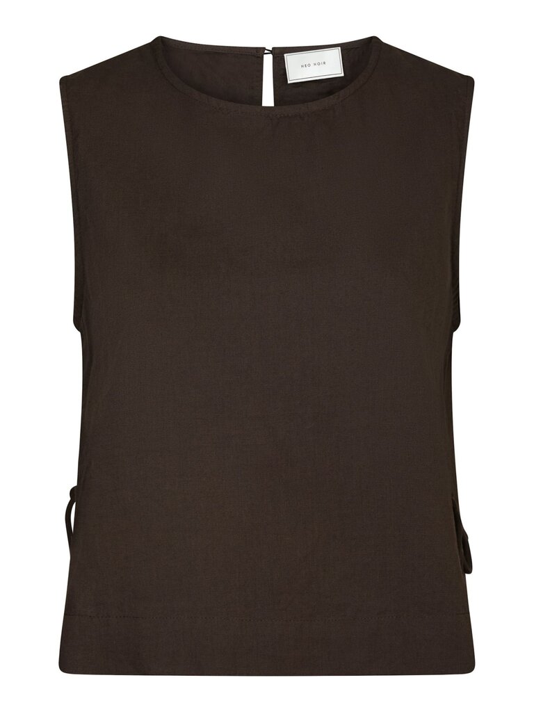 Svetlana Linen Top Dark Brown