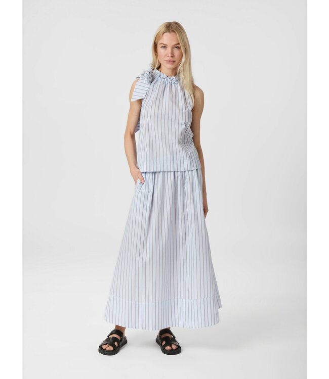 Yara Stripe Long Skirt Light Blue
