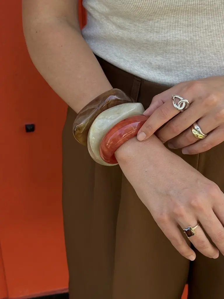 Resin Bangle Armband Rectangle Creme