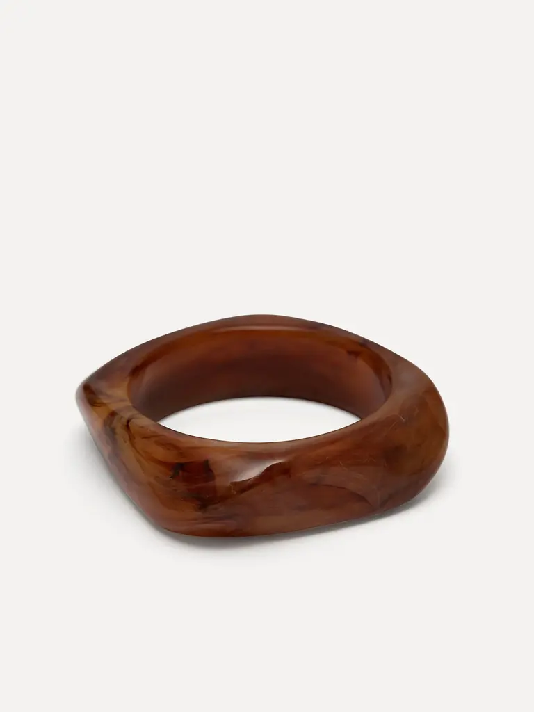 Resin Bangle Armband Rectangle Brown