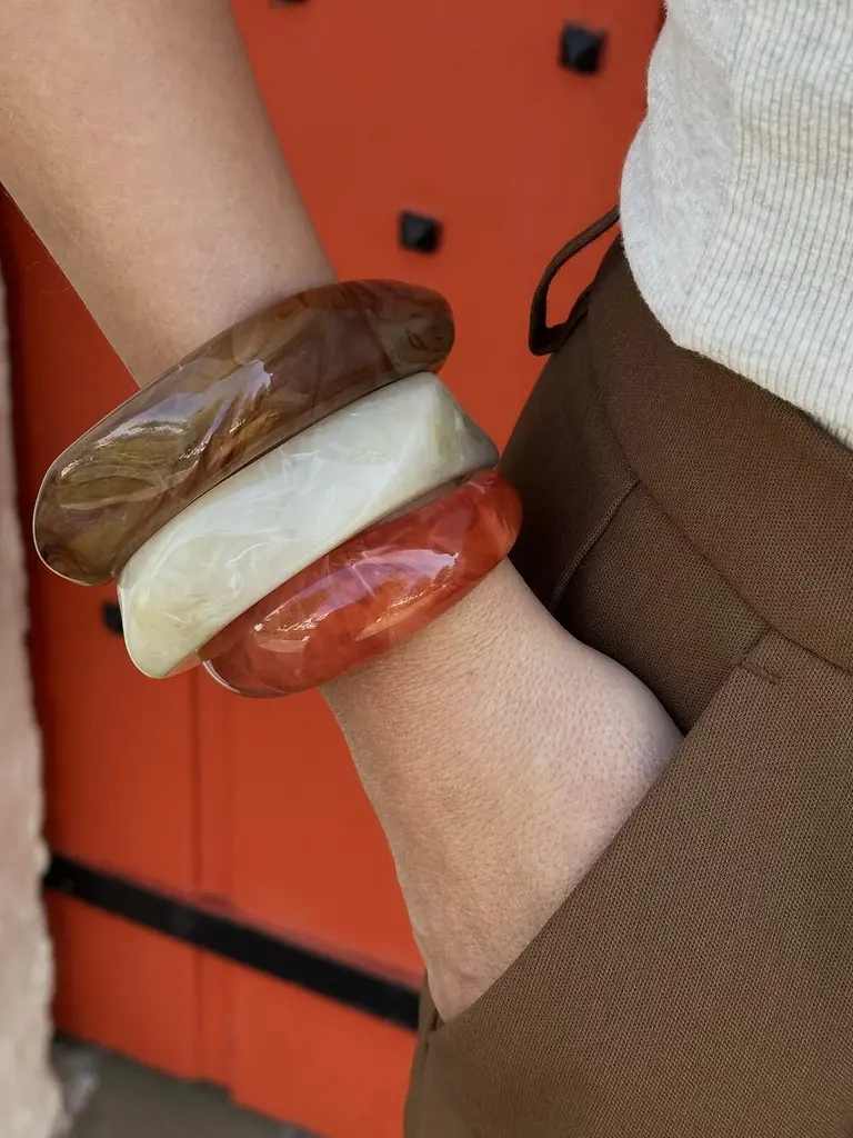 Resin Bangle Armband Rectangle Brown