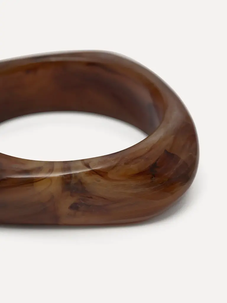 Resin Bangle Armband Rectangle Brown