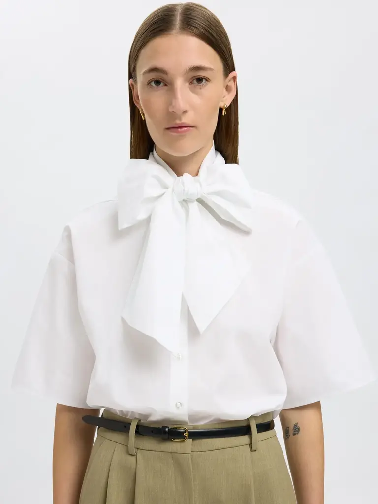 Aya Bow Shirt White
