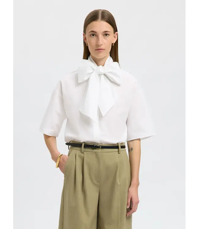 Aya Bow Shirt White