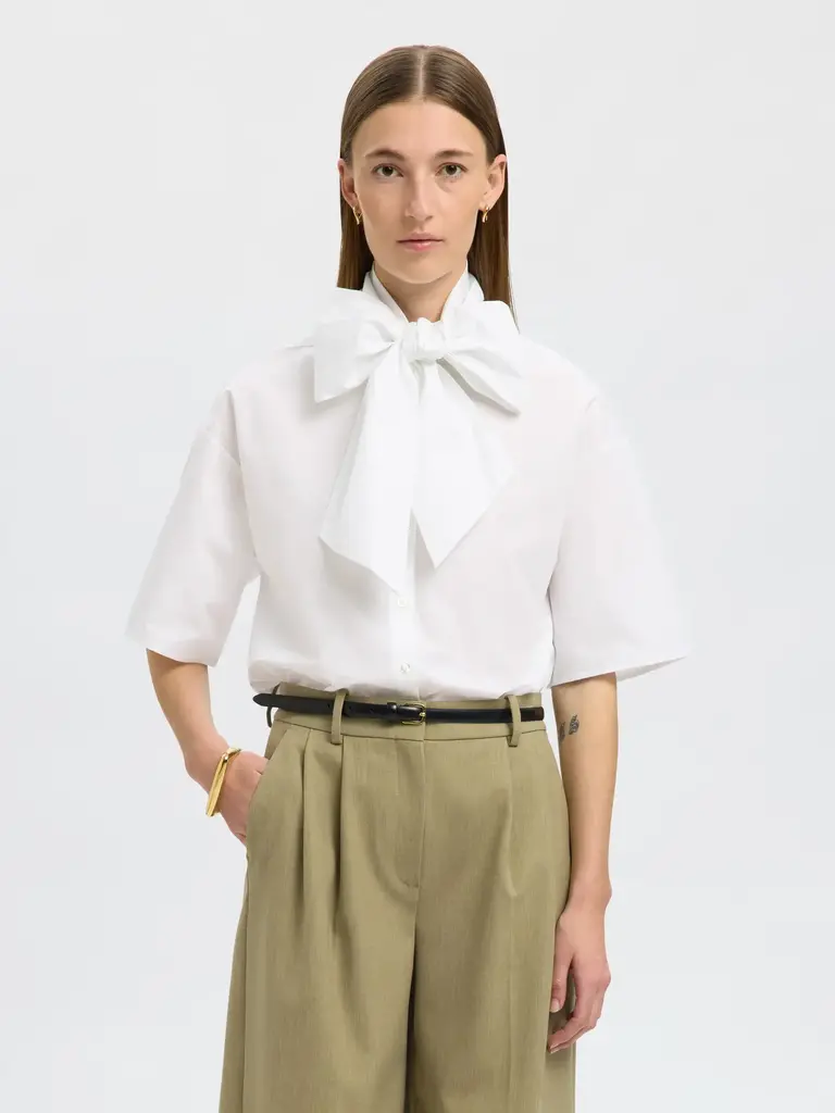 Aya Bow Shirt White