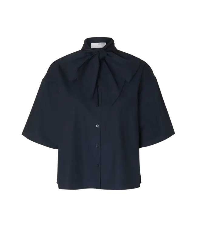 Aya Bow Shirt Dark Sapphire