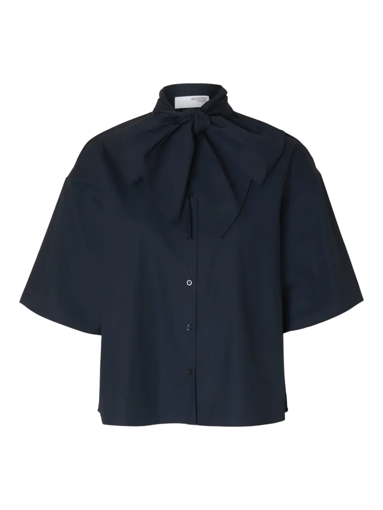 Aya Bow Shirt Dark Sapphire