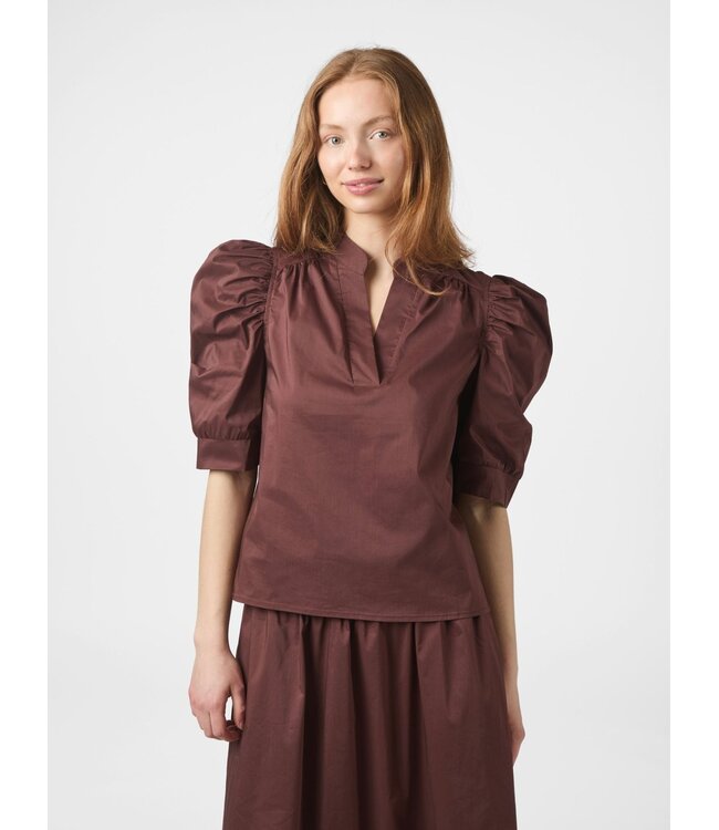 Roella Poplin Blouse Burgundy