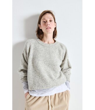 Vitow Knit O-neck Lichtgrijs gevlekt