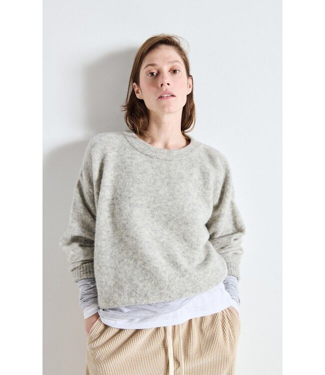 Vitow Knit O-neck Lichtgrijs gevlekt