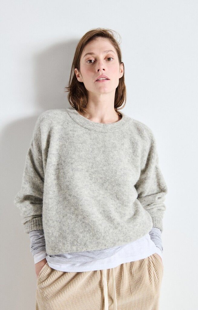 Vitow Knit O-neck Lichtgrijs gevlekt