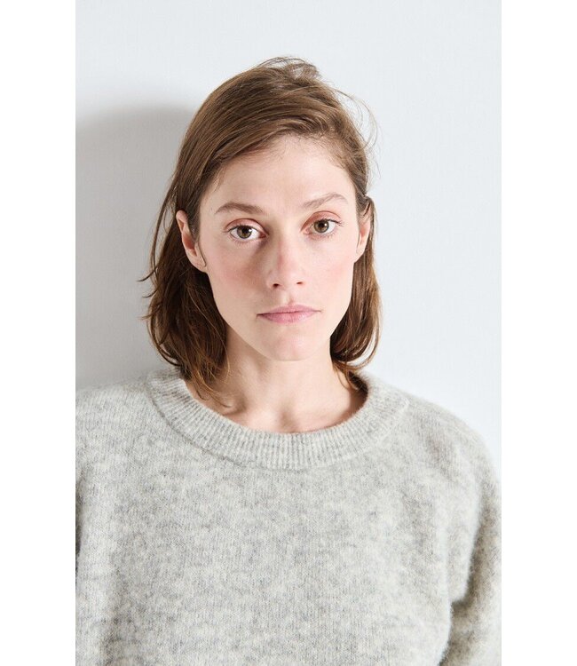 Vitow Knit O-neck Lichtgrijs gevlekt