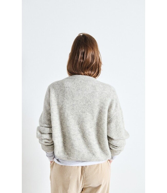 Vitow Knit O-neck Lichtgrijs gevlekt