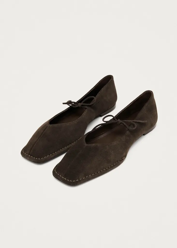 Sway Suade Coffee Brown leather Ballet Flats