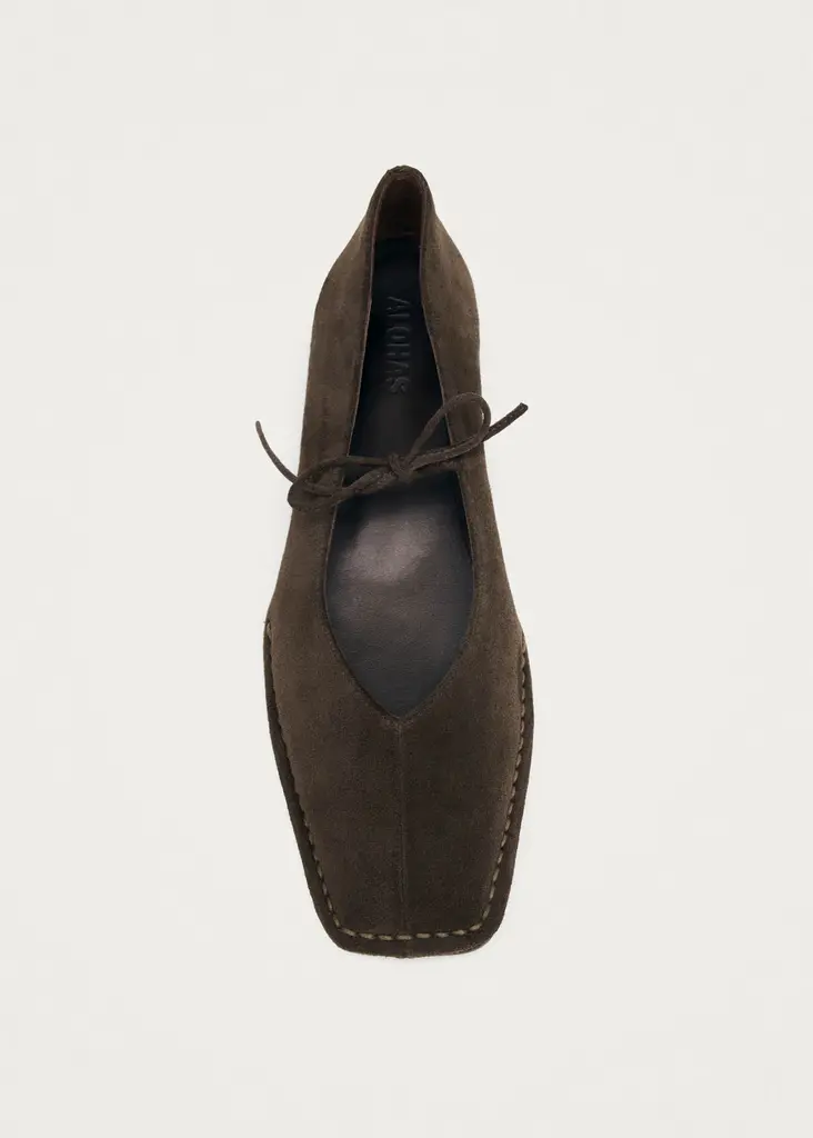 Sway Suade Coffee Brown leather Ballet Flats