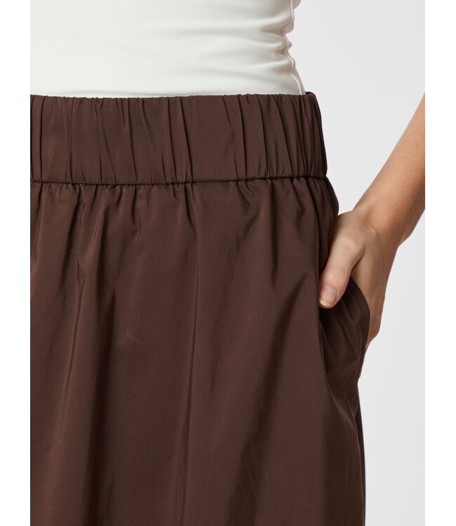 Yara Long Poplin Skirt Chocolate Brown